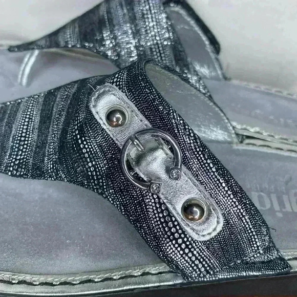 Alegria Vanessa Circulate Leather Sandals Silver Black Women's Size 38 US Sz 7 - Picture 5 of 10